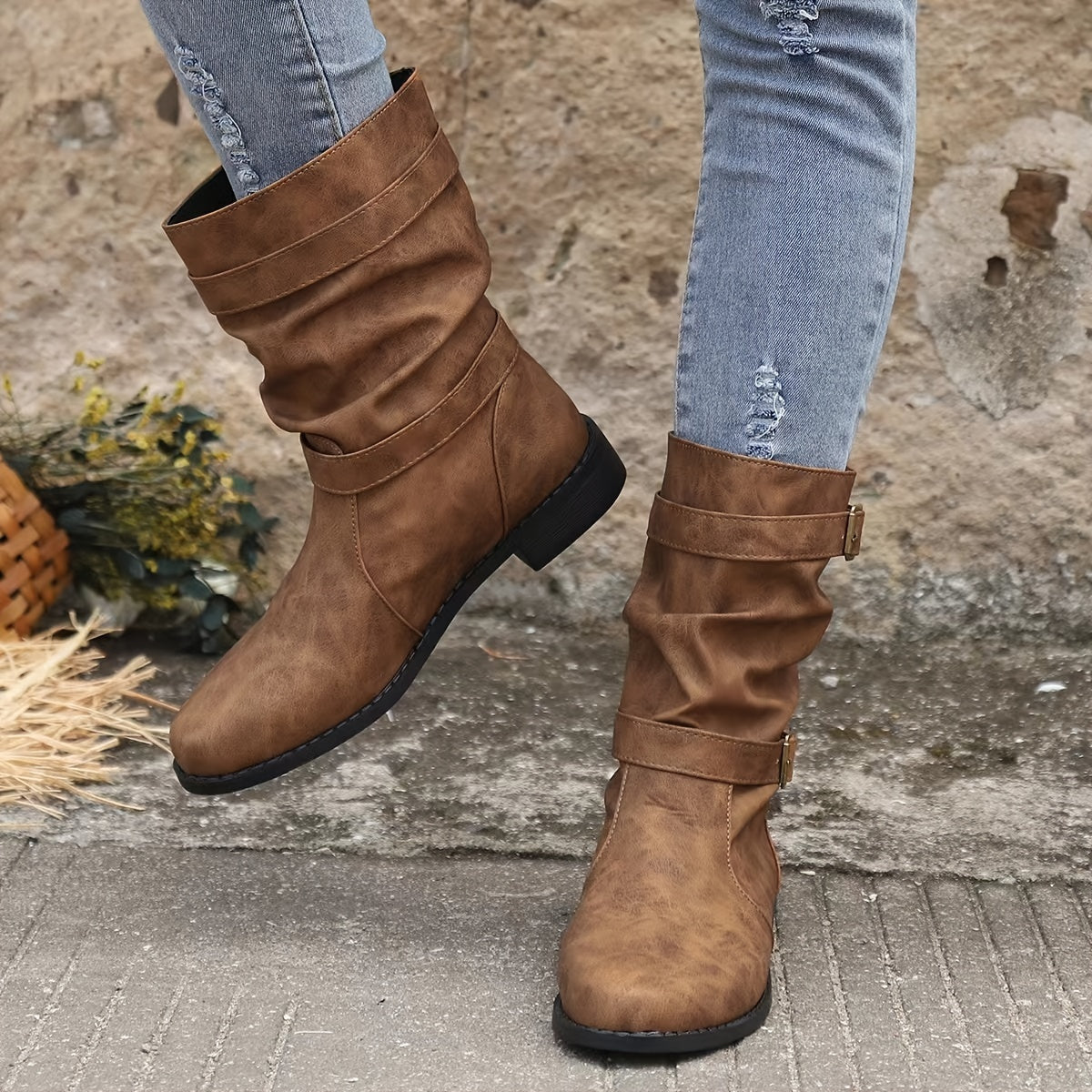 Kasha - Bottines Western à boucle vintage pour femmes