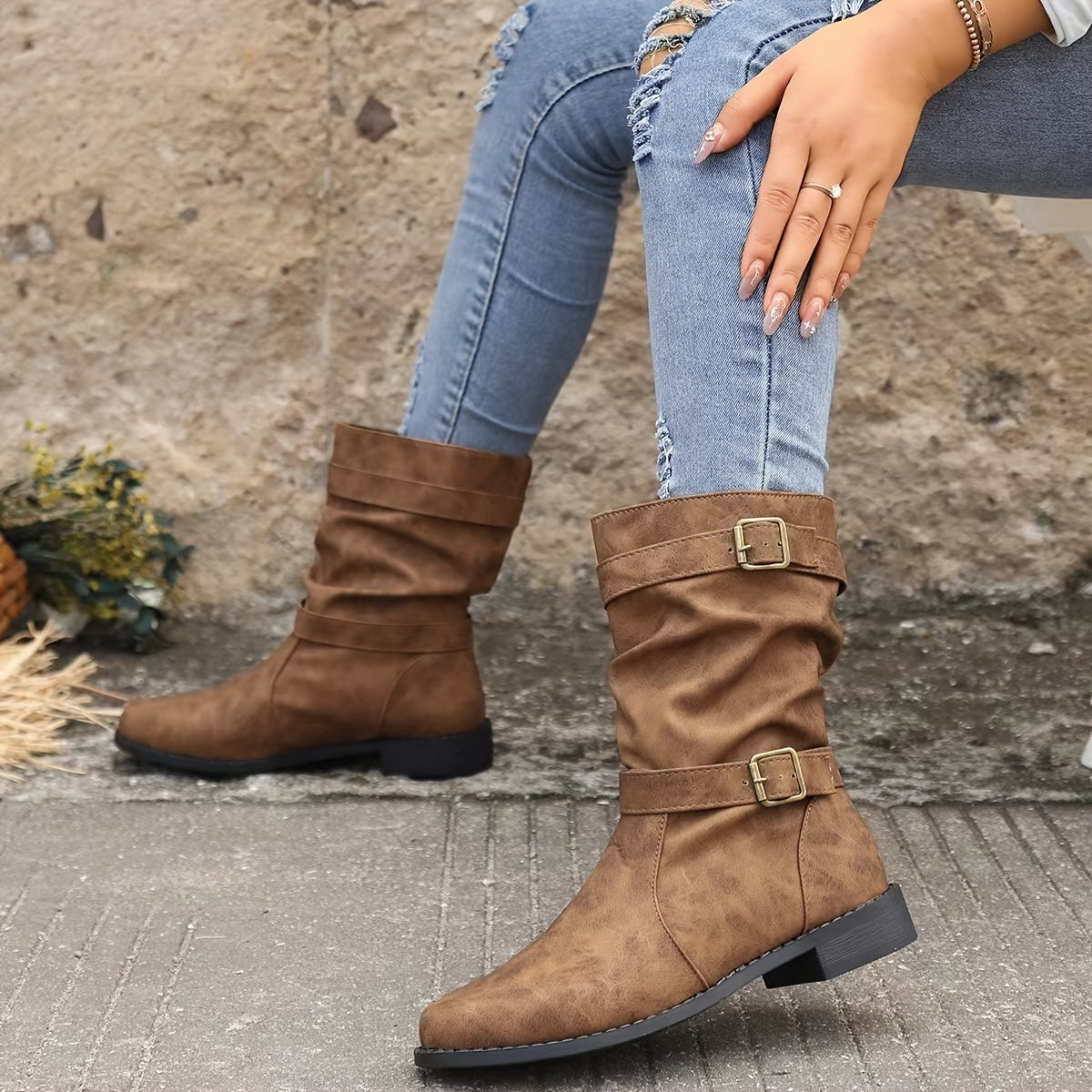 Kasha - Bottines Western à boucle vintage pour femmes