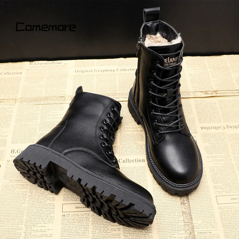 Cherise - Bottes d'hiver en cuir noir