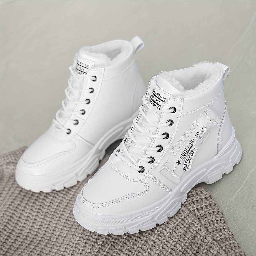 Zephina - Chaussures à Lacets en Cuir Blanc