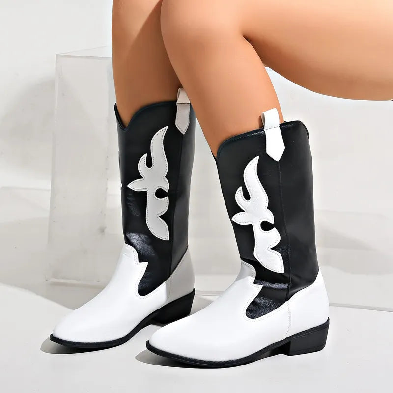 Nadine - Bottes de cow-boy noires et blanches