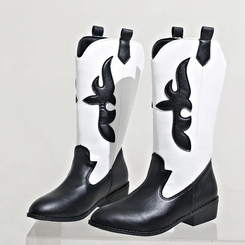 Nadine - Bottes de cow-boy noires et blanches